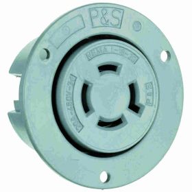 Pass & Seymour Turnlok L1620-FO 3-Phase Locking Flanged Outlet, 480 VAC, 20 A, 3 Poles, 4 Wires, Gray