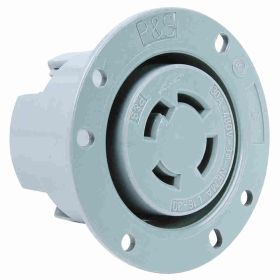 Pass & Seymour Turnlok L1630-FO 3-Phase Locking Flanged Outlet, 480 VAC, 30 A, 3 Poles, 4 Wires, Gray