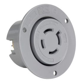 Pass & Seymour Turnlok L1820-FO 3-Phase Locking Flanged Outlet, 120/280 VAC, 20 A, 3 Poles, 4 Wires, Gray