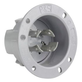 Pass & Seymour Turnlok L1830-FI 3-Phase Locking Flanged Inlet, 120/280 VAC, 30 A, 3 Poles, 4 Wires, Gray