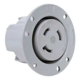 Pass & Seymour Turnlok L1830-FO 3-Phase Locking Flanged Outlet, 120/280 VAC, 30 A, 3 Poles, 4 Wires, Gray