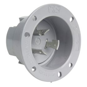 Pass & Seymour Turnlok L1920-FO 3-Phase Locking Flanged Outlet, 277/480 VAC, 20 A, 3 Poles, 4 Wires, Gray