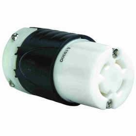 Pass & Seymour Turnlok L1930-C 3-Phase Locking Connector, 277/480 VAC, 30 A, 4 Poles, 4 Wires, Black/White