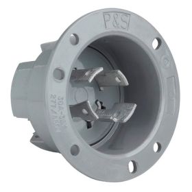 Pass & Seymour Turnlok L1930-FI 3-Phase Flanged Inlet, 277/480 VAC, 20 A, 3 Poles, 4 Wires, Gray