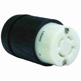 Pass & Seymour Turnlok L2020-C 3-Phase Locking Connector, 347/600 VAC, 20 A, 4 Poles, 4 Wires, Black/White