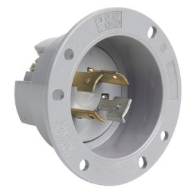 Pass & Seymour Turnlok L2020-FI 3-Phase Flanged Inlet, 347/600 VAC, 30 A, 3 Poles, 4 Wires, Gray