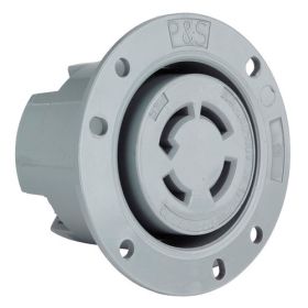 Pass & Seymour Turnlok L2030-FO 3-Phase Locking Flanged Outlet, 120/280 VAC, 30 A, 3 Poles, 4 Wires, Gray