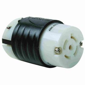 Pass & Seymour Turnlok L2120-C 3-Phase Locking Connector, 120/208 VAC, 20 A, 3 Poles, 5 Wires, Black/White