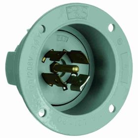 Pass & Seymour Turnlok L2120-FI 3-Phase Locking Flanged Inlet, 120/280 VAC, 20 A, 4 Poles, 5 Wires, Gray