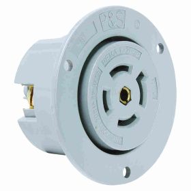 Pass & Seymour Turnlok L2120-FO 3-Phase Locking Flanged Outlet, 120/280 VAC, 20 A, 4 Poles, 5 Wires, Gray