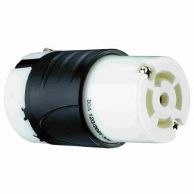 Pass & Seymour Turnlok L2130-C 3-Phase Locking Connector, 120/208 VAC, 30 A, 3 Poles, 5 Wires, Black/White