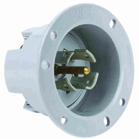 Pass & Seymour Turnlok L2130-FI 3-Phase Locking Flanged Inlet, 120/280 VAC, 30 A, 4 Poles, 5 Wires, Gray