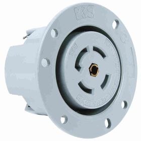 Pass & Seymour Turnlok L2130-FO 3-Phase Locking Flanged Outlet, 120/280 VAC, 30 A, 4 Poles, 5 Wires, Gray