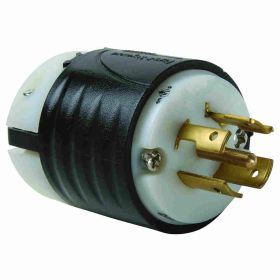 Pass & Seymour Turnlok L2220-P Locking Plug, 277/480 VAC, 20 A, 4 Poles, 5 Wires, Black/White