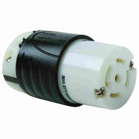 Pass & Seymour Turnlok L2230-C 3-Phase Locking Connector, 277/480 VAC, 30 A, 4 Poles, 5 Wires, Black/White