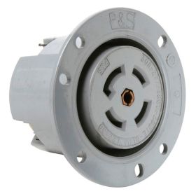 Pass & Seymour Turnlok L2230-FO 3-Phase Locking Flanged Outlet, 277/480 VAC, 30 A, 4 Poles, 5 Wires, Gray