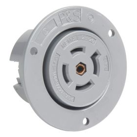 Pass & Seymour Turnlok L2320-FI 3-Phase Locking Flanged Inlet, 347/600 VAC, 20 A, 4 Poles, 5 Wires, Gray