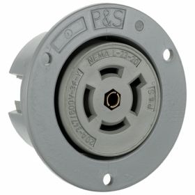 Pass & Seymour Turnlok L2320-FO 3-Phase Flanged Outlet, 347/600 VAC, 20 A, 4 Poles, 5 Wires, Gray