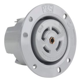 Pass & Seymour Turnlok L2330-FO 3-Phase Locking Flanged Outlet, 347/600 VAC, 20 A, 4 Poles, 5 Wires, Gray