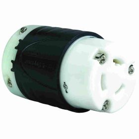 Pass & Seymour Turnlok L3720-C 3-Phase Corrosion Resistant Locking Connector, 347 VAC, 20 A, 2 Poles, 3 Wires, Black/White