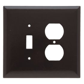 Pass & Seymour SPO18 Jumbo Combination Wallplate With Color Matching Screws, 2 Gangs, Brown, 5.87 x 5.87 x 0.3 in, Thermoplastic