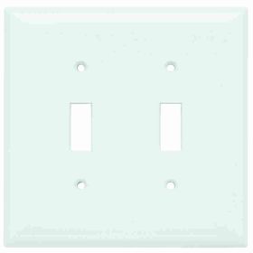 Pass & Seymour Sierraplex SPJ2-W Junior Jumbo Wallplate, 2 Gangs, White, 7 in H x 7 in W, Thermoplastic