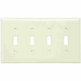 Pass & Seymour SPJ4-LA Junior Jumbo Wallplate, 4 Gangs, Light Almond, 5 in H x 8.56 in W, Thermoplastic