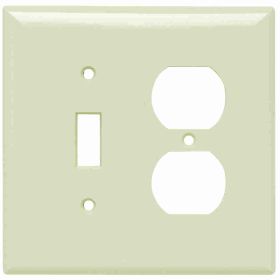 Pass & Seymour Sierraplex SPJ18-LA Junior Jumbo Standard Sized Combination Wallplate, 2 Gangs, Light Almond, 5 in, Thermoplastic