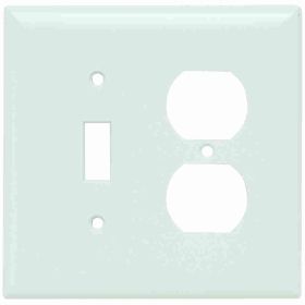 Pass & Seymour SPJ18-W Junior Jumbo Standard Sized Combination Wallplate, 2 Gangs, White, 5 in, Thermoplastic