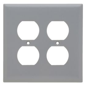 Pass & Seymour SPJ82-GRY Jumbo Receptacle Wallplate With Color Matching Screws, 2 Gangs, Gray, 5.87 x 5.87 x 0.3 in, Thermoplastic