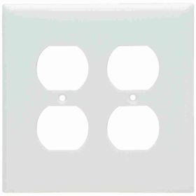 Pass & Seymour Sierraplex SPJ82-W Junior Jumbo Standard Sized Receptacle Wallplate, 2 Gangs, White, 5 in, Thermoplastic