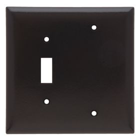 Pass & Seymour SPJ113 Junior Jumbo Combination Wallplate With Color Matching Screws, 1 Gang, Brown, 5.87 x 5.87 x 0.3 in, Thermoplastic