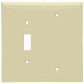 Pass & Seymour Sierraplex SPJ113-I Junior Jumbo Standard Sized Combination Wallplate, 1 Gang, Ivory, 5 in, Thermoplastic