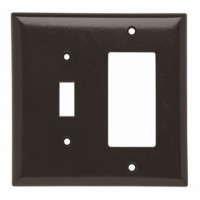 Pass & Seymour Sierraplex SPJ126 Junior Jumbo Standard Sized Combination Wallplate, 1 Gang, Brown, 5 in, Thermoplastic