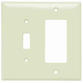 Pass & Seymour Sierraplex SPJ126-LA Junior Jumbo Standard Sized Combination Wallplate, 2 Gangs, Light Almond, 5 in, Thermoplastic