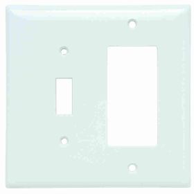 Pass & Seymour Sierraplex SPJ126-W Junior Jumbo Standard Sized Combination Wallplate, 1 Gang, White, 5 in, Thermoplastic