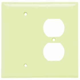 Pass & Seymour Sierraplex SPJ138-I Junior Jumbo Standard Sized Combination Wallplate, 1 Gang, Ivory, 5 in, Thermoplastic