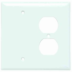 Pass & Seymour Sierraplex SPJ138-W Junior Jumbo Standard Sized Combination Wallplate, 1 Gang, White, 5 in, Thermoplastic