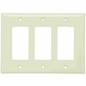 Pass & Seymour Sierraplex SPJ263-LA Junior Jumbo Wallplate, 3 Gangs, Light Almond, 5 in H x 6-3/4 in W, Thermoplastic