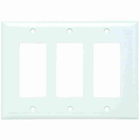 Pass & Seymour Sierraplex SPJ263-W Junior Jumbo Wallplate, 3 Gangs, White, 5 in H x 6-3/4 in W, Thermoplastic