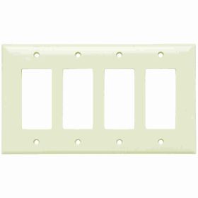 Pass & Seymour Sierraplex SPJ264-LA Junior Jumbo Wallplate, 4 Gangs, Light Almond, 5 in H x 8.56 in W, Thermoplastic