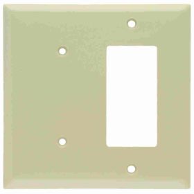 Pass & Seymour Sierraplex SPJ1426-I Junior Jumbo Standard Sized Combination Wallplate, 1 Gang, Ivory, 5 in, Thermoplastic