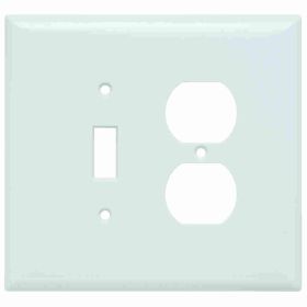 Pass & Seymour SPO18-W Jumbo Standard Sized Combination Wallplate, 2 Gangs, White, 5 in, Thermoplastic