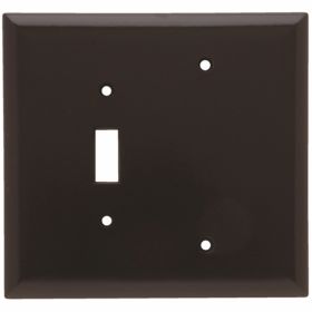 Pass & Seymour SPO113 Jumbo Combination Wallplate With Color Matching Screws, 2 Gangs, Brown, 5.87 x 5.87 x 0.3 in, Thermoplastic