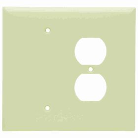 Pass & Seymour SPO138-I Jumbo Standard Sized Combination Wallplate, 2 Gangs, Ivory, 5 in, Thermoplastic