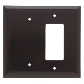 Pass & Seymour SPO1326 Jumbo Combination Wallplate With Color Matching Screws, 2 Gangs, Brown, 5.87 x 5.87 x 0.3 in, Thermoplastic