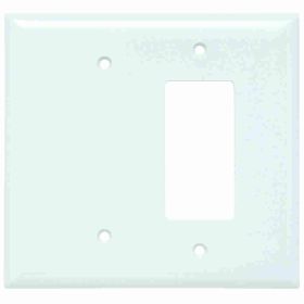 Pass & Seymour Sierraplex SPO1326-W Jumbo Standard Sized Combination Wallplate, 2 Gangs, White, 5 in, Thermoplastic