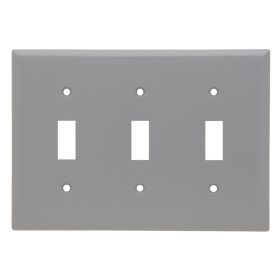 Pass & Seymour Sierraplex SP3-GRY Standard Wallplate, 3 Gangs, Gray, 5 in H x 4.87 in W, Thermoplastic