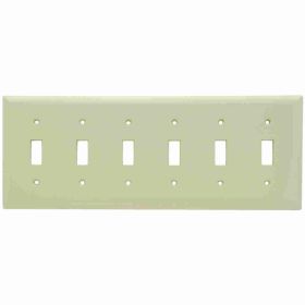 Pass & Seymour Sierraplex SP6-I Standard Wallplate, 6 Gangs, Ivory, 5 in H x 11.812 in W, Thermoplastic