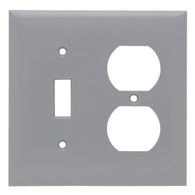 Pass & Seymour Sierraplex SP18-GRY Standard Combination Wallplate, 2 Gangs, Gray, 5 x 5 x 0.35 in, Thermoplastic